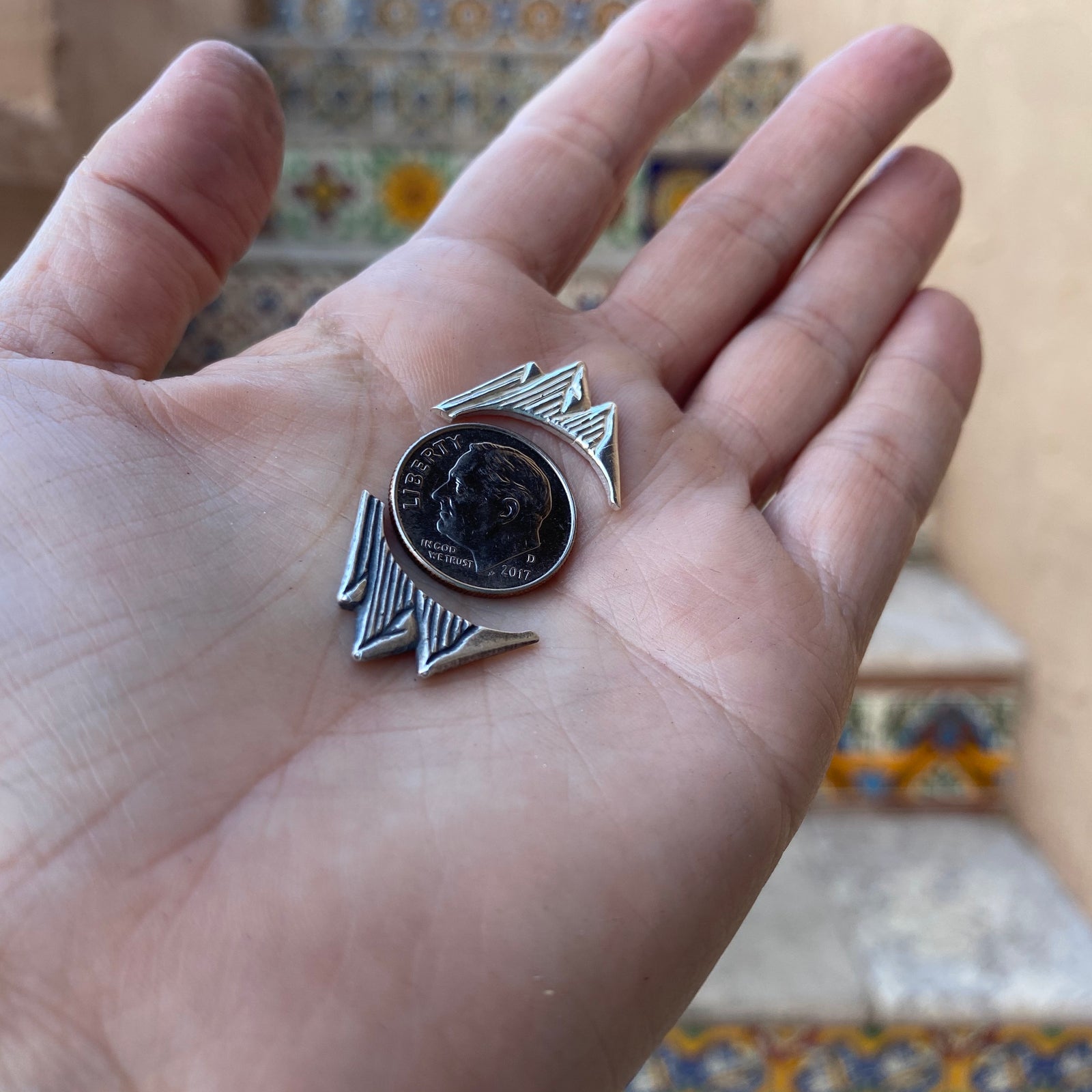 sterling silver mountain casting with dime for size reference