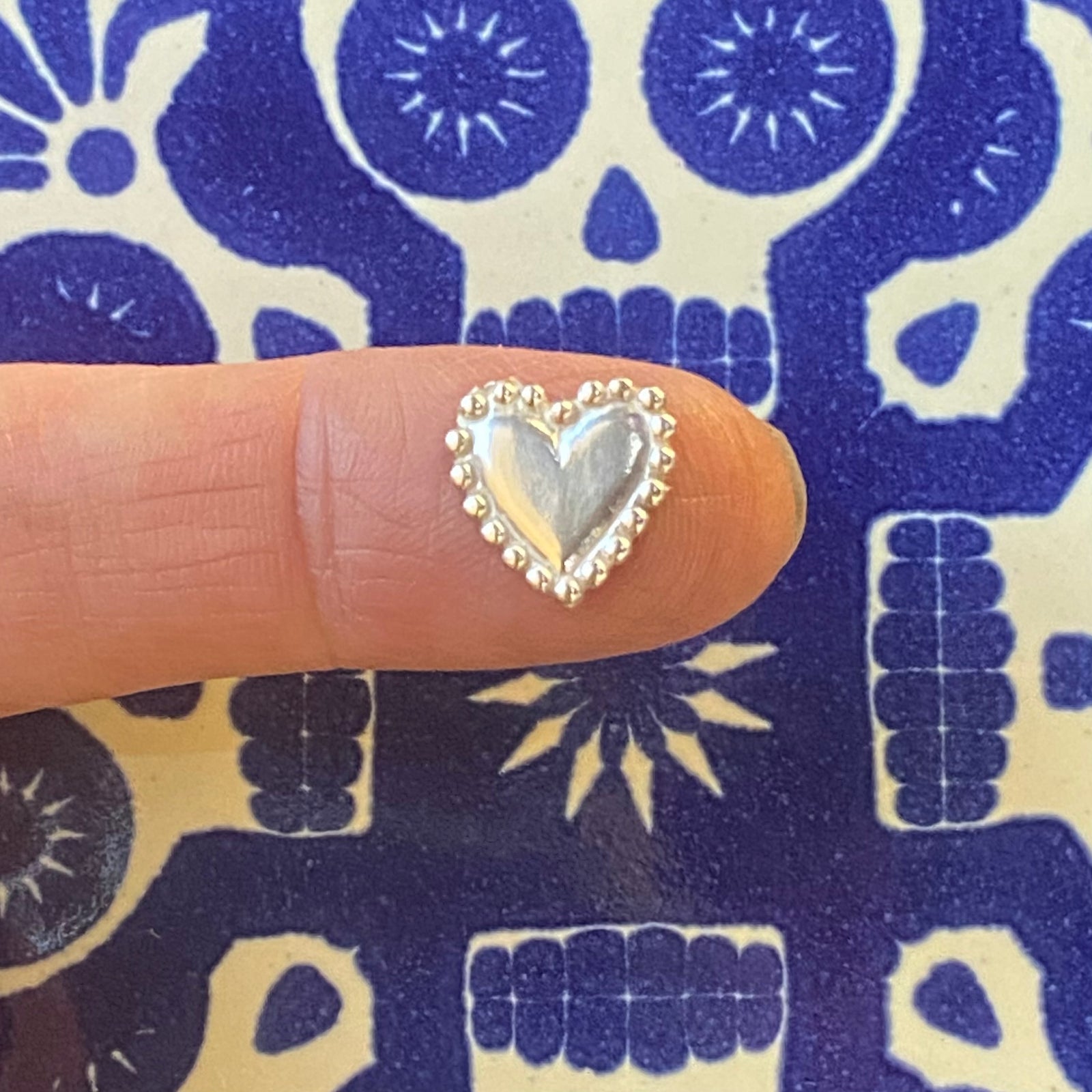 silver beaded heart