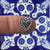 patina'd beaded heart